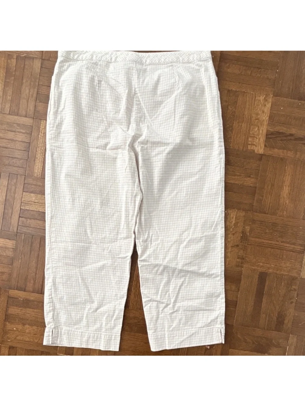 Sonoma Cream Gingham Cropped Pants